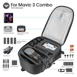 Smatree Professional Backpack for DJI Mavic 3/Mavic 3 Classic/3E/3T Combo, Waterproof Backpack Bag for DJI Mavic 3/Mavic 3 Classic/Mavic 3E/Mavic 3T Drone Accessories(NOT Fit for Mavic 3 Pro)