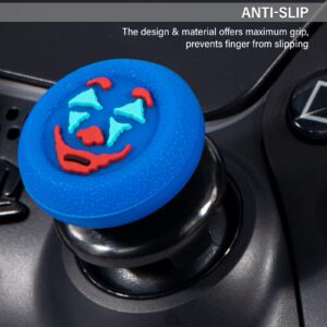 Playrealm FPS Thumbstick Extender & Texture Rubber Silicone Grip Cover 2 Sets for PS5 & PS4 Controller (Joker Blue)