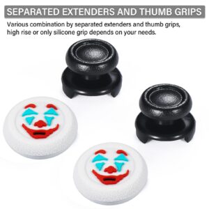 Playrealm FPS Thumbstick Extender & Texture Rubber Silicone Grip Cover 2 Sets for PS5 & PS4 Controller (Joker White)