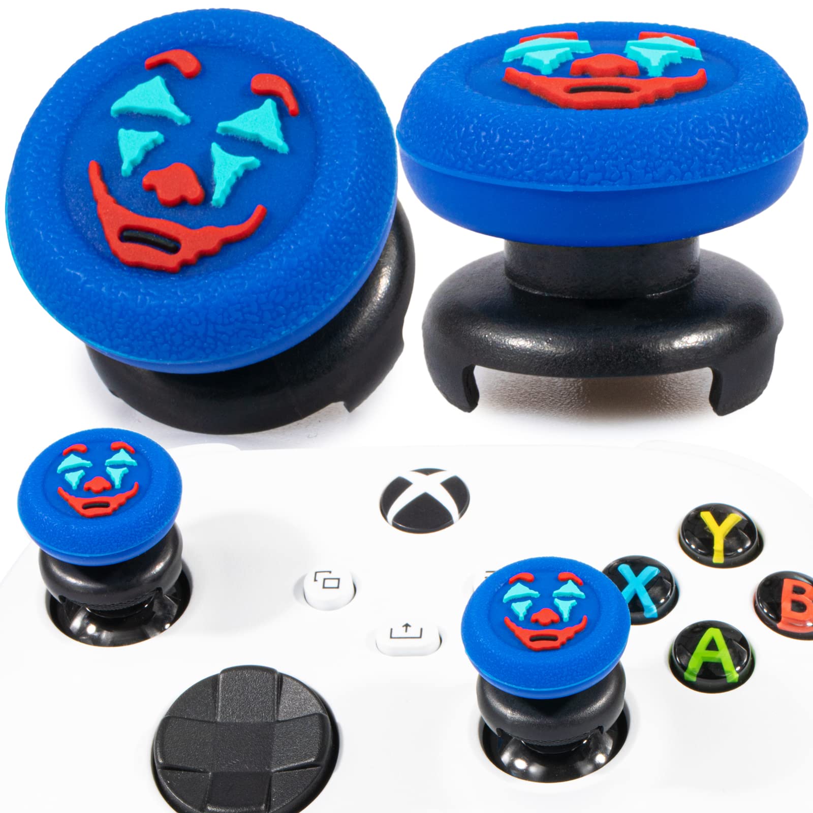 Playrealm FPS Thumbstick Extender &Texture Rubber Silicone Grip Cover 2 Sets for Xbox Series X/S & Xbox One Controller(Joker Blue)