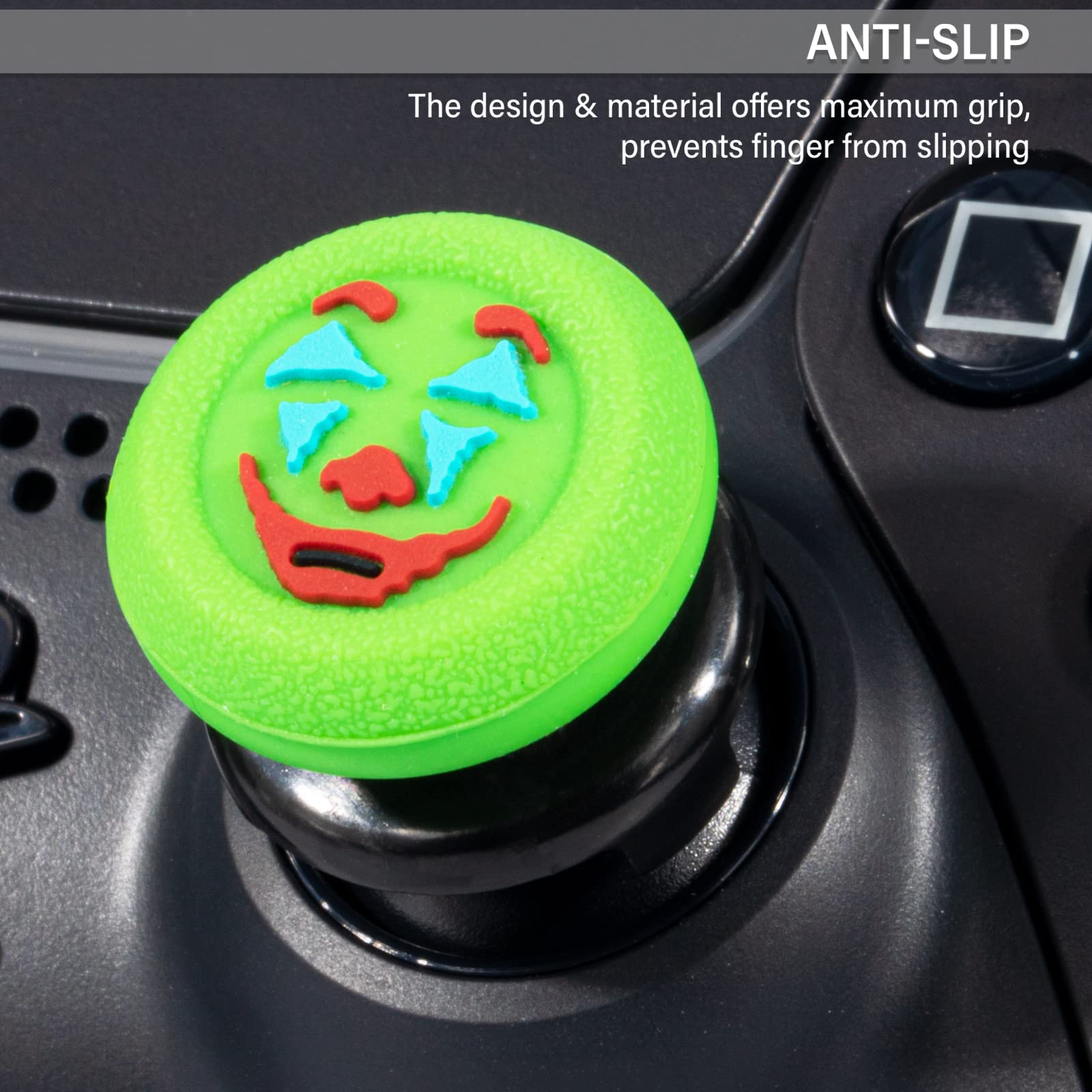 Playrealm FPS Thumbstick Extender & Texture Rubber Silicone Grip Cover 2 Sets for PS5 & PS4 Controller (Joker Green)