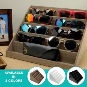 Excello Global Wooden Sunglass Organizer - 12.25 x 10.25 x 7.5 Inches - Holds 10 Pairs of Glasses (White)