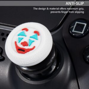 Playrealm FPS Thumbstick Extender & Texture Rubber Silicone Grip Cover 2 Sets for PS5 & PS4 Controller (Joker White)