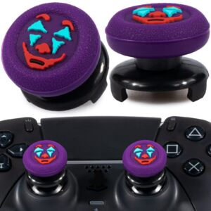 Playrealm FPS Thumbstick Extender & Texture Rubber Silicone Grip Cover 2 Sets for PS5 & PS4 Controller (Joker Purple)