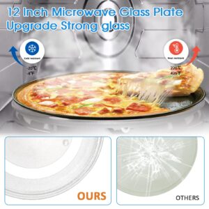 Microwave Glass Plate 12 Inch Compatible with Whirl-pool Microwave W10337247 Microwave Glass Turntable Tray Replace W11367904 W11335034 WPW10337247 Microwave Plate Replacement