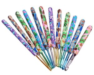 coopay warm crochet hooks crocheting, extra long crochet hook set for arthritic hands, 2.25mm to 8.0mm, 12 pcs crochet kit ergonomic grips for diy craft yarn, animal pattern