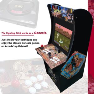 Intec Gaming Genesis Fighting Stick for Arcade1Up Cabinet, Play SEGA Genesis on Cabinet, Plug cartridge and Play, Work as a Genesis console, IntecGaming Modded Joysticks Designed for Arcade1Up