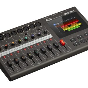 Zoom R20 Multi Track Tabletop Recorder, with Touchscreen, Onboard Editing, 16 Tracks, 6 XLR Inputs, 2 Combo Inputs, Effects, Synth, Drum Loops, and USB Audio Interface.