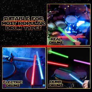 Lightsaber Drum Sticks Light Up Drum Sticks For Adults Lighted LED Rechargeable 15 Color Changing Star Wars Glow Drumming Drumsticks Glowing Drummer Plastic Drum Stick Anime Gift Set ２Sticks Per Pack