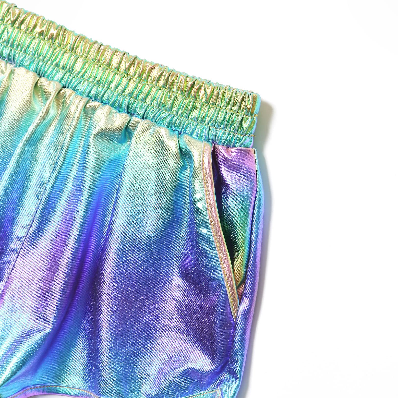 Metallic Shorts for Big Girls Dance Shorts Shiny Hot Pants 12 13 Rainbow with Sunglass