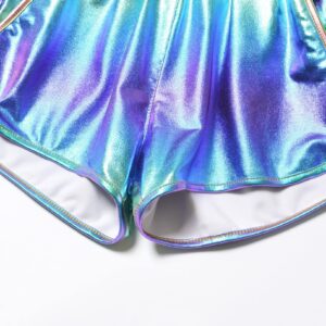 Metallic Shorts for Big Girls Dance Shorts Shiny Hot Pants 12 13 Rainbow with Sunglass