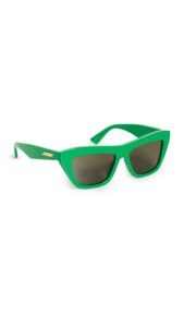 bottega veneta women's new entry cat eye sunglasses, green-green-green, one size