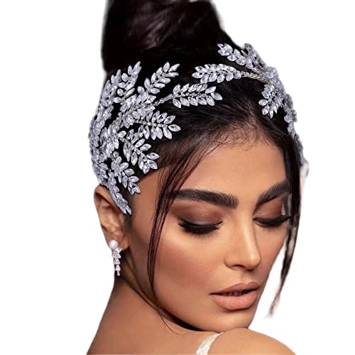 TRiXY Bridal Headwear Rhinestone Ladies Headband Crystal Headwear Wedding Silver Bridal Hair Accessories Bridal Tiaras Pageant Hair Jewelry Party Headpieces for Women Girls