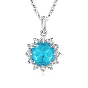 Snowflake Necklace 925 Sterling Silver with Blue CZ Snowflake Pendant Necklace Jewelry Gift for Women Her Birthday Chrismas