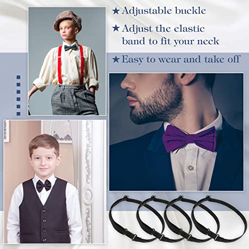 30 Pcs Adjustable Bow Tie Straps Black Adjustable Extension Strap Belts Elastic Straps with Clips Suitable for Almost All Types of Bow Ties, Boys and Men