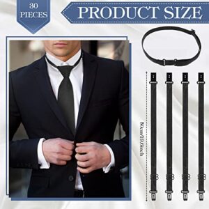 30 Pcs Adjustable Bow Tie Straps Black Adjustable Extension Strap Belts Elastic Straps with Clips Suitable for Almost All Types of Bow Ties, Boys and Men