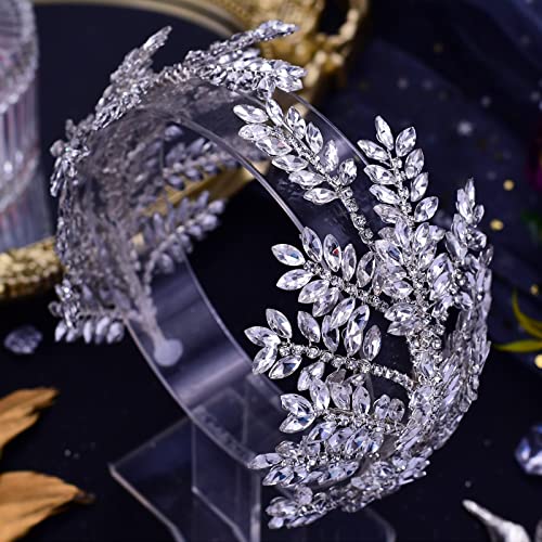 TRiXY Bridal Headwear Rhinestone Ladies Headband Crystal Headwear Wedding Silver Bridal Hair Accessories Bridal Tiaras Pageant Hair Jewelry Party Headpieces for Women Girls