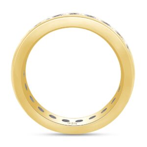 SAVEARTH DIAMONDS 2.00 Carat Round Cut Lab Created Moissanite Diamond Eternity Stackable Wedding Band Ring In 14K Yellow Gold Plated 925 Sterling Silver Jewelry (G-H Color, 2.00 Cttw) Ring Size - 5.5