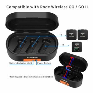 Rode Wireless GO II 2-Person Compact Digital Wireless Microphone System/Recorder Bundle with ZG-R30 Charging Case Wireless GO/Wireless GO II Microphone System