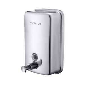 vannsoo commercial soap dispenser wall mount stainless steel manual liquid pump rust-proof leak free for bathroom (34 fl.oz./1000ml)