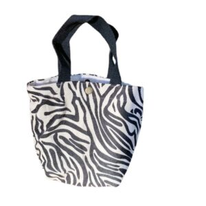 Chezi Animal Print Corduroy Mini Tote Bag 10x8x4 (zebra)