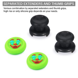 Playrealm FPS Thumbstick Extender &Texture Rubber Silicone Grip Cover 2 Sets for Xbox Series X/S & Xbox One Controller(Joker Green)