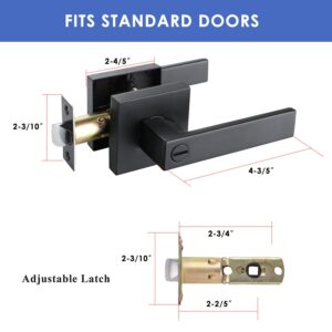 DYM Bath Room Door Lock with Heavy Duty Door Lever Made from Zinc Alloy and Matte Black Finished,FYMON3503-BM-BK-4P, 4 Pack