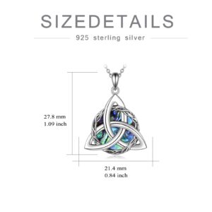 WINNICACA Celtic Knot Necklace Sterling Silver Celtic Pendant Jewelry Good Luck Vintage Triquetra Irish Abalone shell Celtic Necklace for Women Birthday Gifts