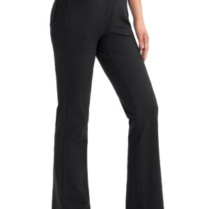 Rammus 28"/30"/32"/34" Women's Yoga Dress Pants Stretch Work Business Casual Slacks for Women Bootcut Office Trousers with 4 Pockets Black