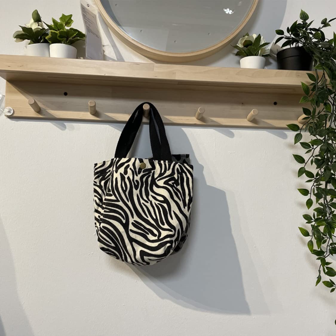 Chezi Animal Print Corduroy Mini Tote Bag 10x8x4 (zebra)