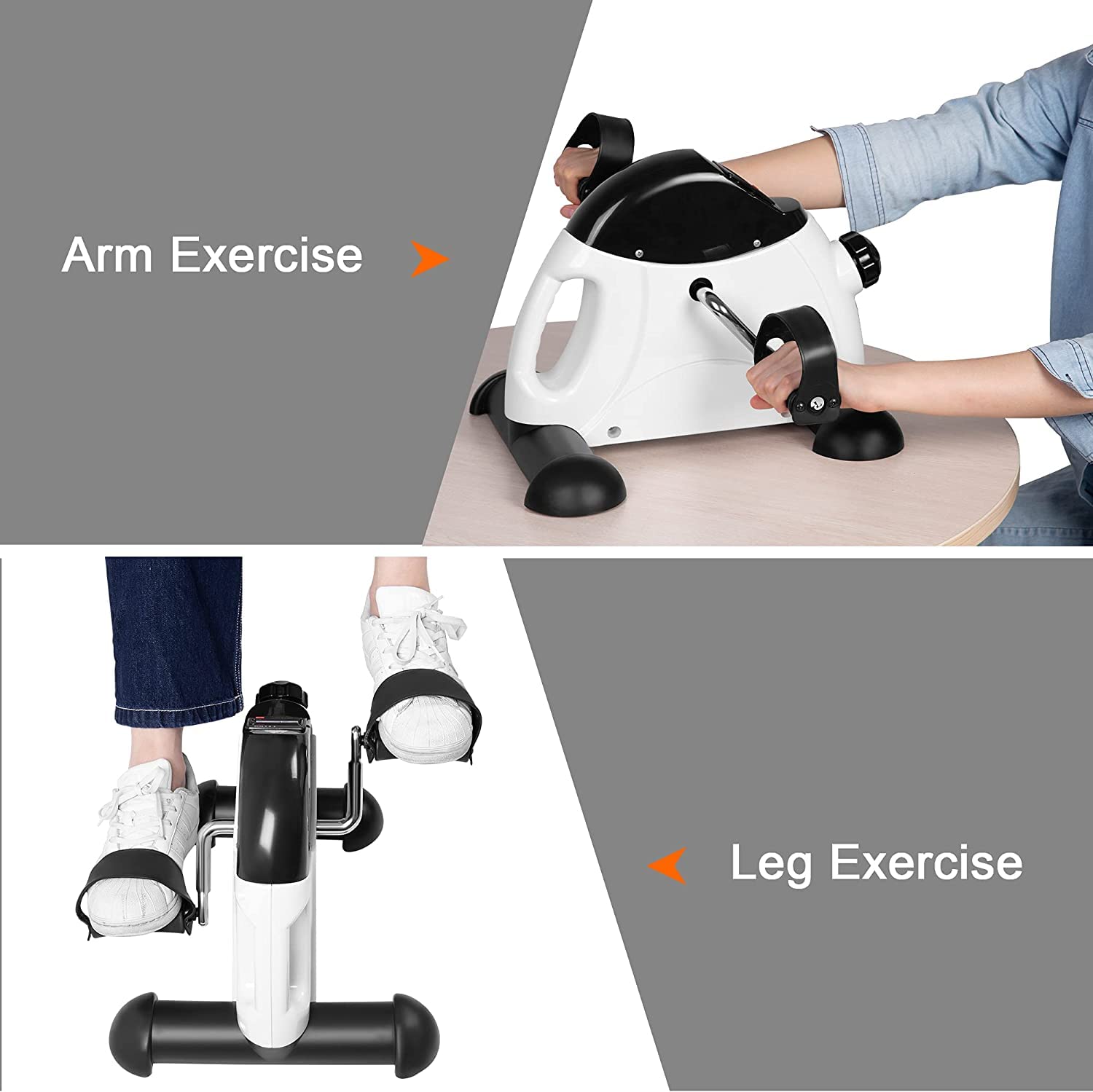 Mini Exercise Bike, Uten Under Desk Bike Pedal Exerciser, Peddler Exerciser, Portable Foot Cycle Arm & Leg Peddler Machine with LCD Screen Displays (White)