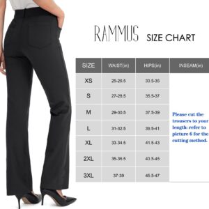 Rammus 28"/30"/32"/34" Women's Yoga Dress Pants Stretch Work Business Casual Slacks for Women Bootcut Office Trousers with 4 Pockets Black