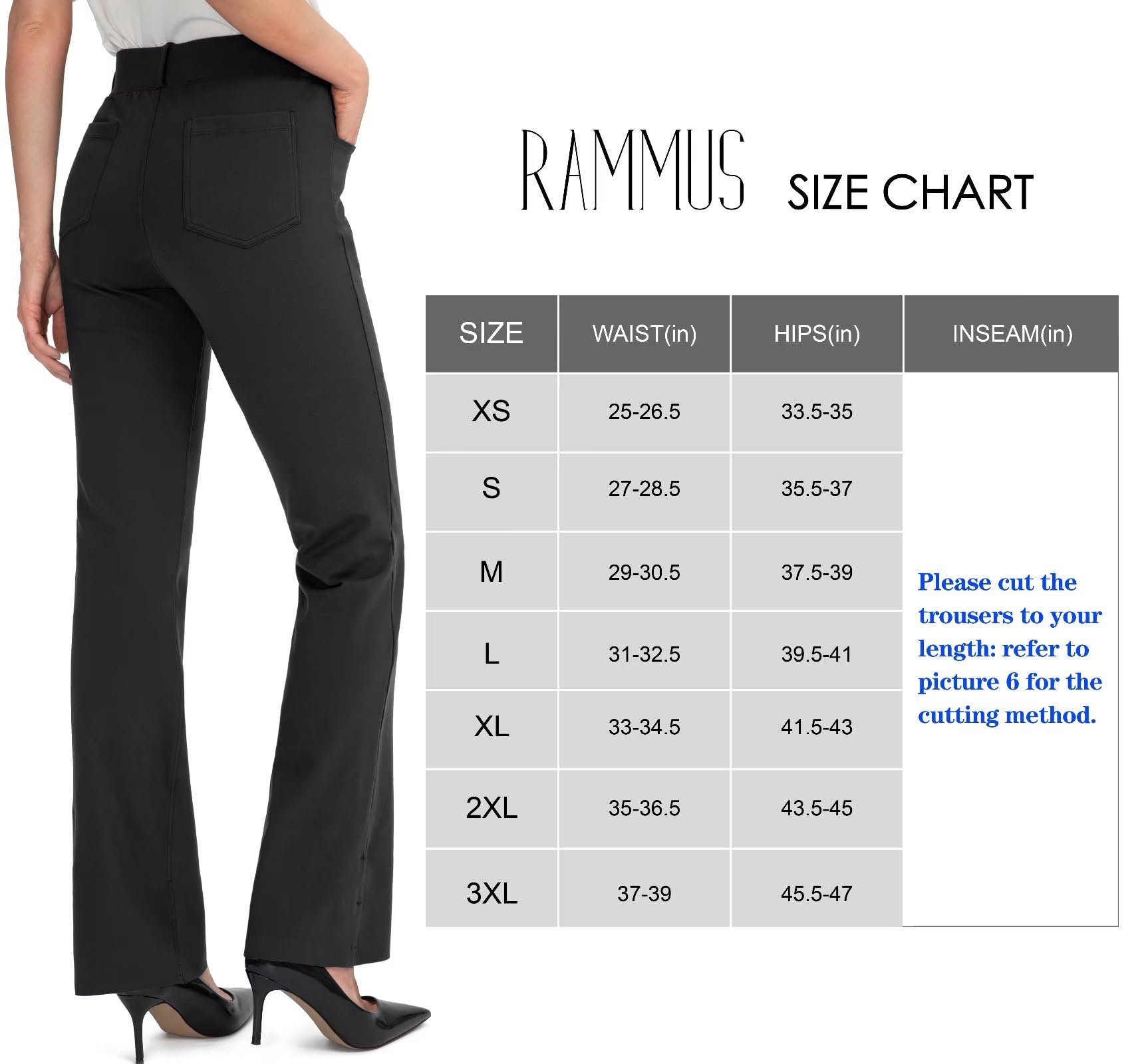 Rammus 28"/30"/32"/34" Women's Yoga Dress Pants Stretch Work Business Casual Slacks for Women Bootcut Office Trousers with 4 Pockets Black