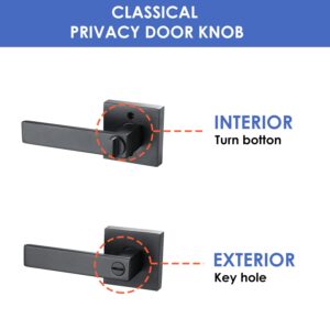 DYM Bath Room Door Lock with Heavy Duty Door Lever Made from Zinc Alloy and Matte Black Finished,FYMON3503-BM-BK-4P, 4 Pack