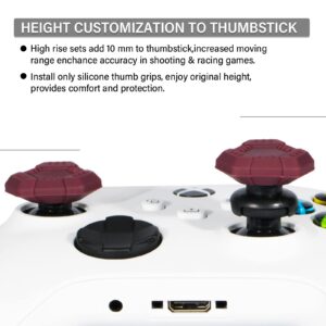 Playrealm FPS Thumbstick Extender &Texture Rubber Silicone Grip Cover 2 Sets for Xbox Series X/S & Xbox One Controller(UFO Red)