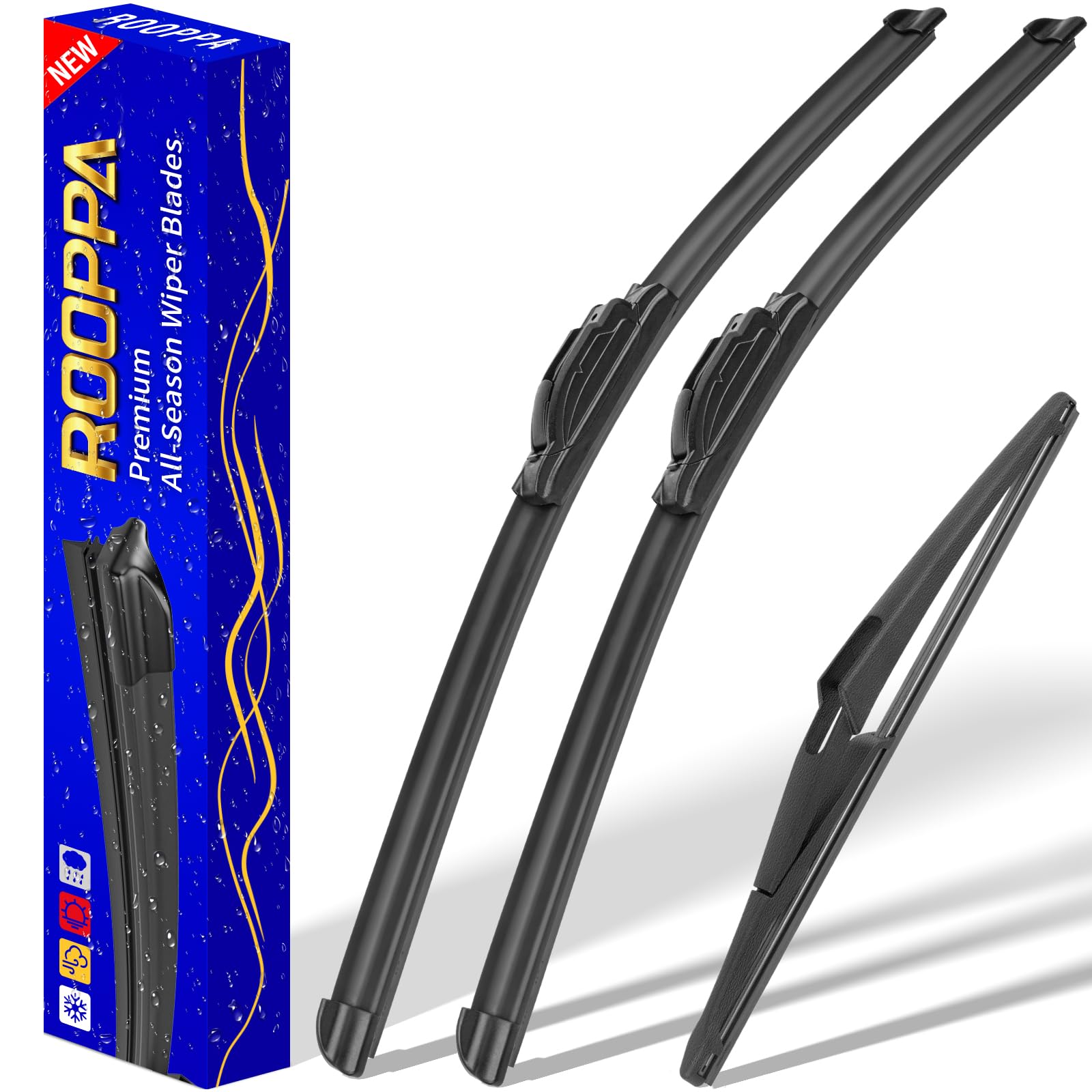 3 wipers Replacement for 2014-2021 Nissan Rogue, Windshield Wiper Blades Original Equipment Replacement - 26"/17"/12" (Set of 3) U/J HOOK