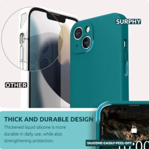 SURPHY Compatible with iPhone 13 Case with Screen Protector, (Camera Protection + Soft Microfiber Lining) Liquid Silicone Phone Case 6.1 inch 2021 (Teal Blue)