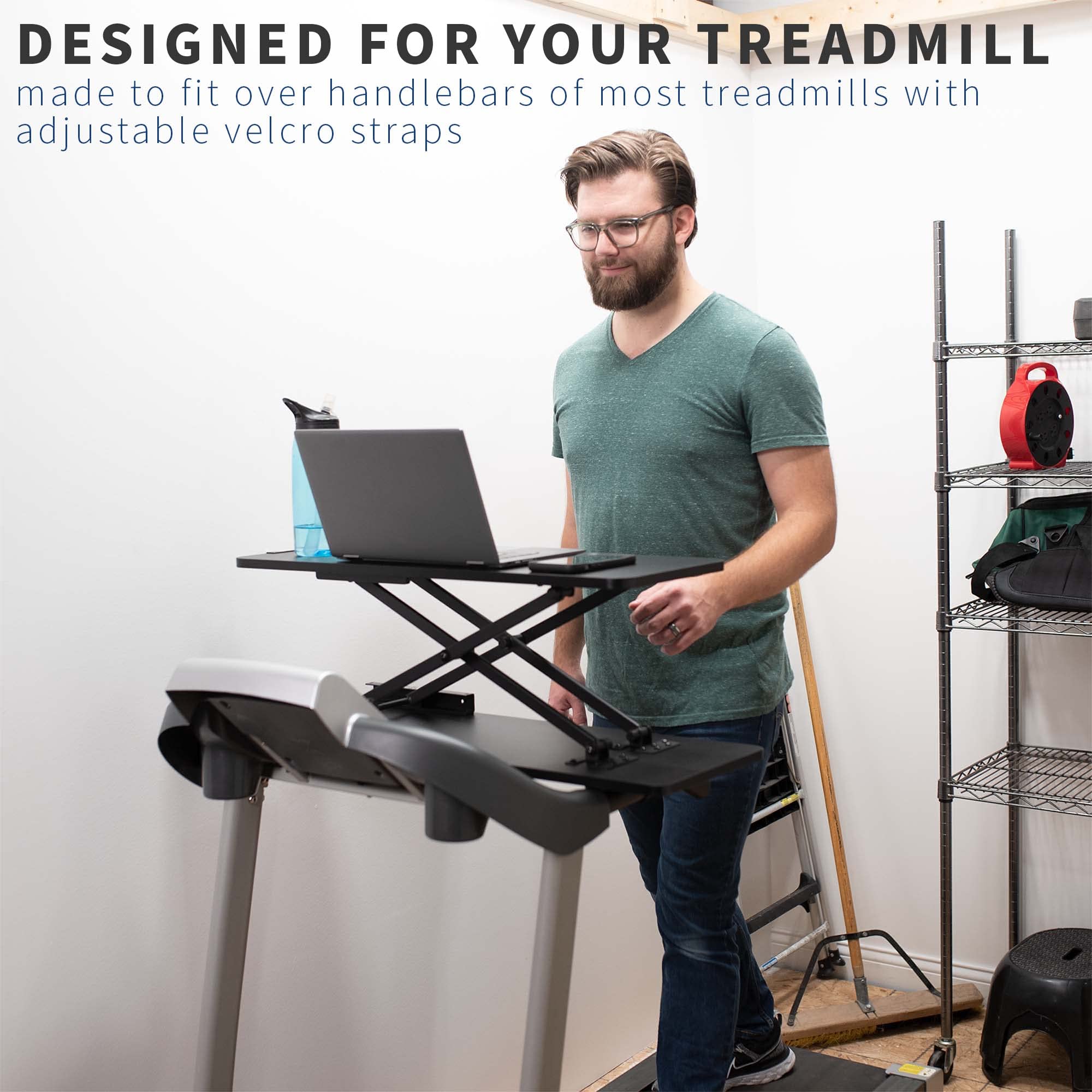 VIVO Universal Treadmill Desk Riser, Height Adjustable Platform for Notebooks, Tablets, Laptops, and More, Workstation for Treadmill Handlebars up to 33 inches, Stand-TDML3