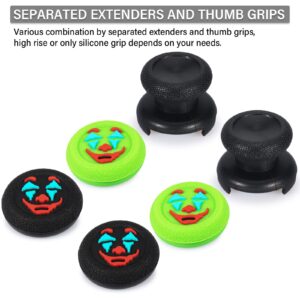 Playrealm FPS Thumbstick Extender &Texture Rubber Silicone Grip Cover 4 Sets for Xbox Series X/S & Xbox One Controller(Joker Green+Black)