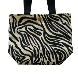 Chezi Animal Print Corduroy Mini Tote Bag 10x8x4 (zebra)