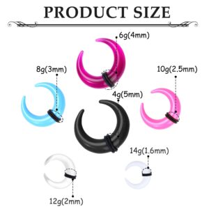 LOLIAS 16G-6G Septum Pincher Tapers Septum Rings Acrylic Stainless Steel Internally Threaded Spike Horseshoe Barbells Septum Pincher Nose Ear Cartilage Septum Stretching Kit for Women Men