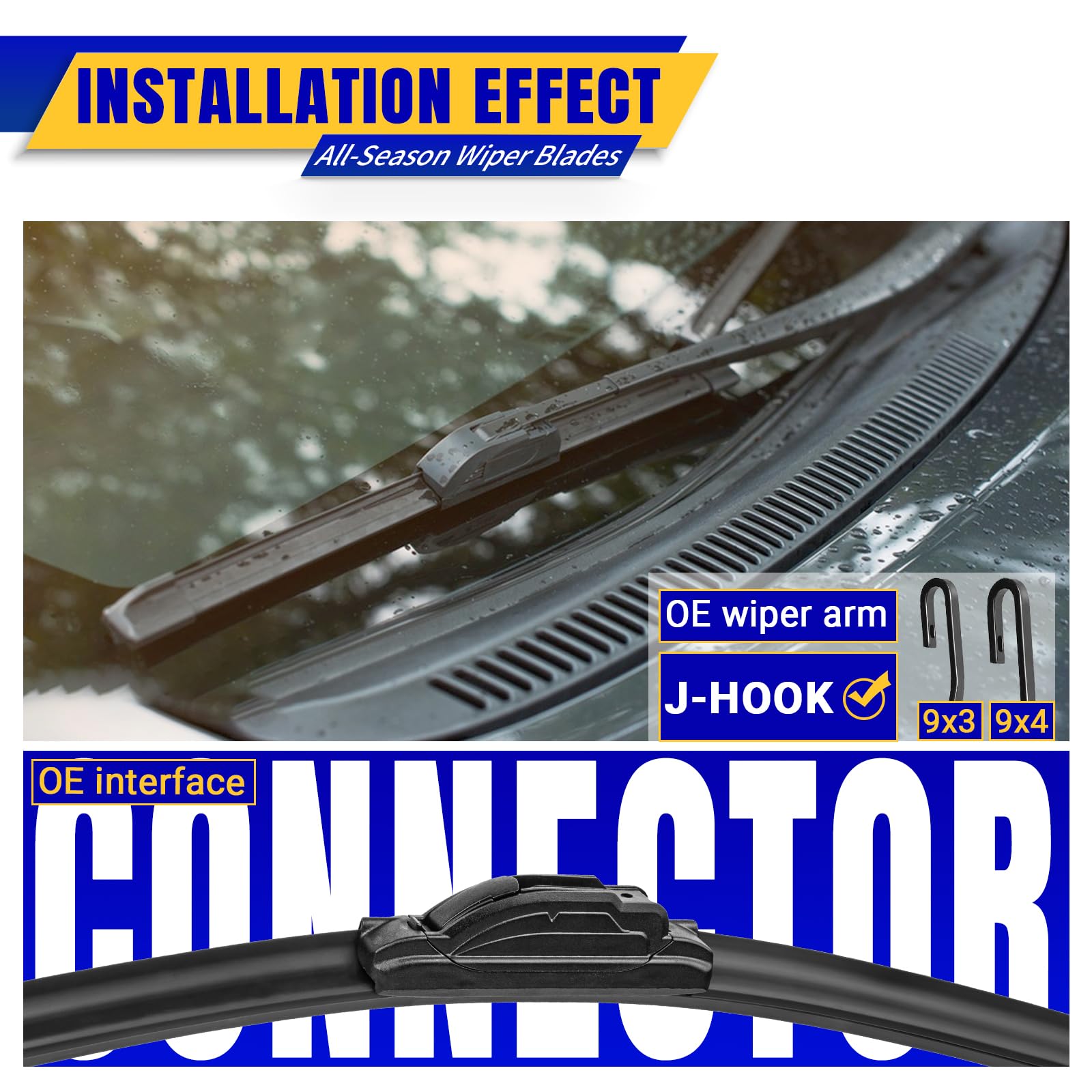 3 wipers Replacement for 2014-2021 Nissan Rogue, Windshield Wiper Blades Original Equipment Replacement - 26"/17"/12" (Set of 3) U/J HOOK