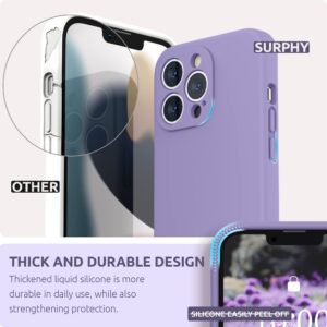 SURPHY Compatible with iPhone 13 Pro Case with Screen Protector, (Camera Protection + Soft Microfiber Lining) Liquid Silicone Phone Case 6.1 inch 2021, Light Purple