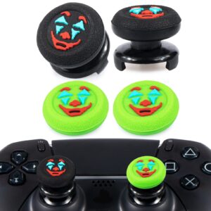 playrealm fps thumbstick extender & texture rubber silicone grip cover 4 sets for ps5 & ps4 controller (joker green+black)