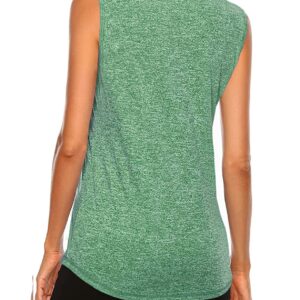 Tanst Sky Women's Golf Shirt, Sleeveless Pickleball Outfits for Women Moisture Wicking Quarter Zip Stretchable Tank Tops Ladies Solid Tennis Running Workout Athletic Activewear Dark Green Large