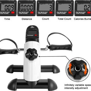 Mini Exercise Bike, Uten Under Desk Bike Pedal Exerciser, Peddler Exerciser, Portable Foot Cycle Arm & Leg Peddler Machine with LCD Screen Displays (White)