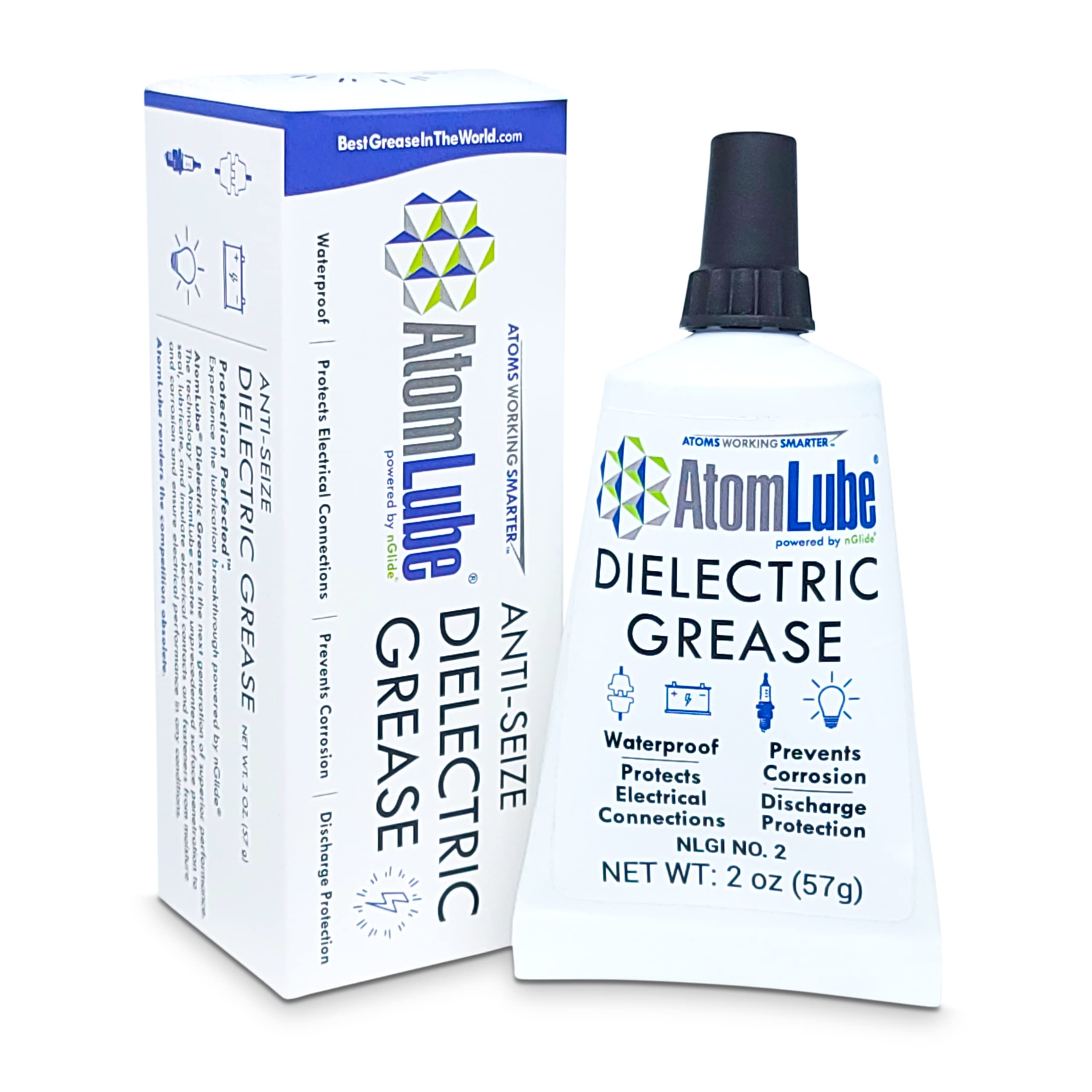 AtomLube Dielectric Grease, 2 Oz. Tube | Waterproof Dielectric Silicone Grease for Electrical Connectors, Switches, and Sensors | Safe High Temp Grease & Multipurpose Electric Grease