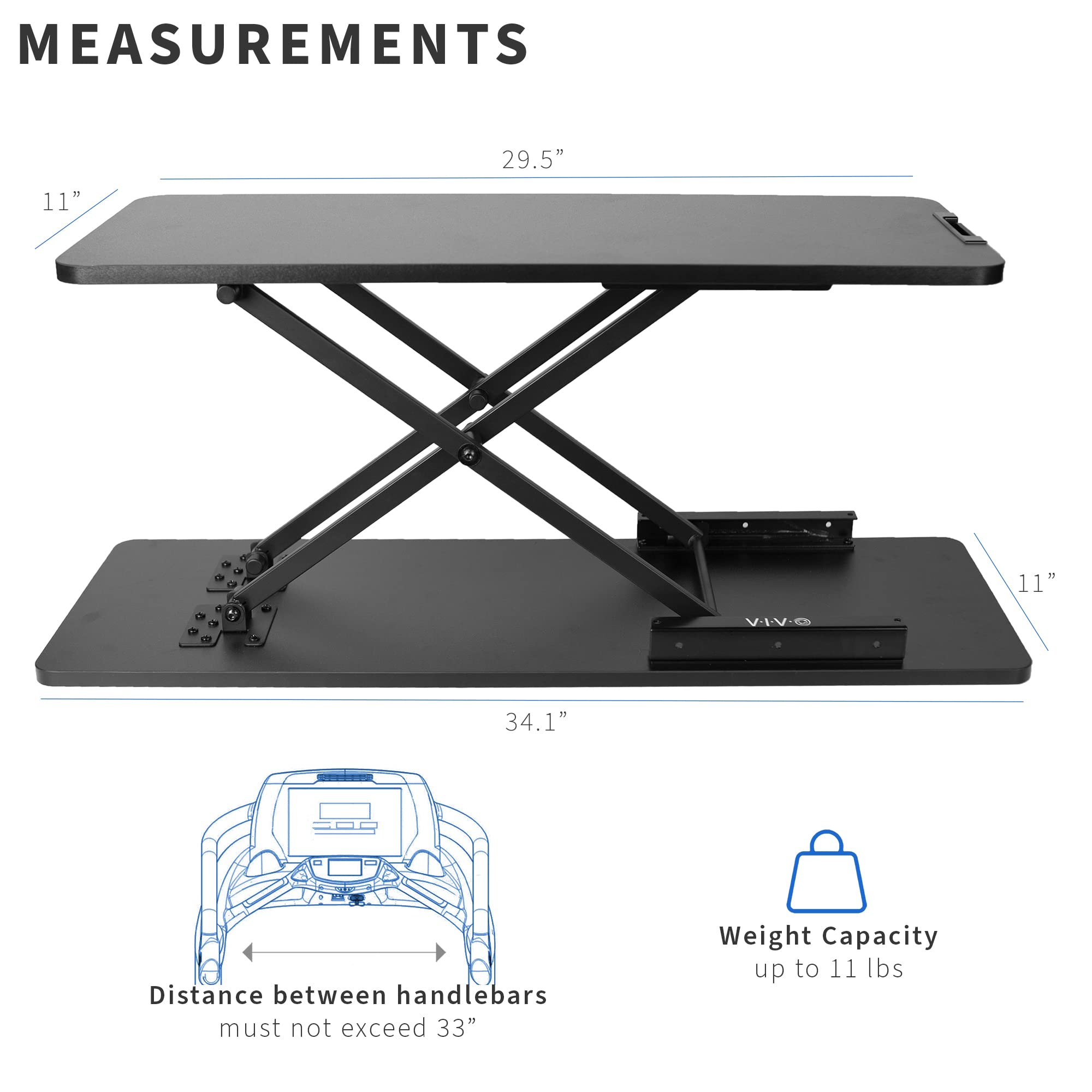 VIVO Universal Treadmill Desk Riser, Height Adjustable Platform for Notebooks, Tablets, Laptops, and More, Workstation for Treadmill Handlebars up to 33 inches, Stand-TDML3