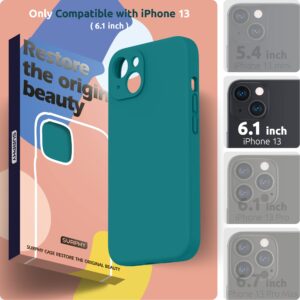 SURPHY Compatible with iPhone 13 Case with Screen Protector, (Camera Protection + Soft Microfiber Lining) Liquid Silicone Phone Case 6.1 inch 2021 (Teal Blue)