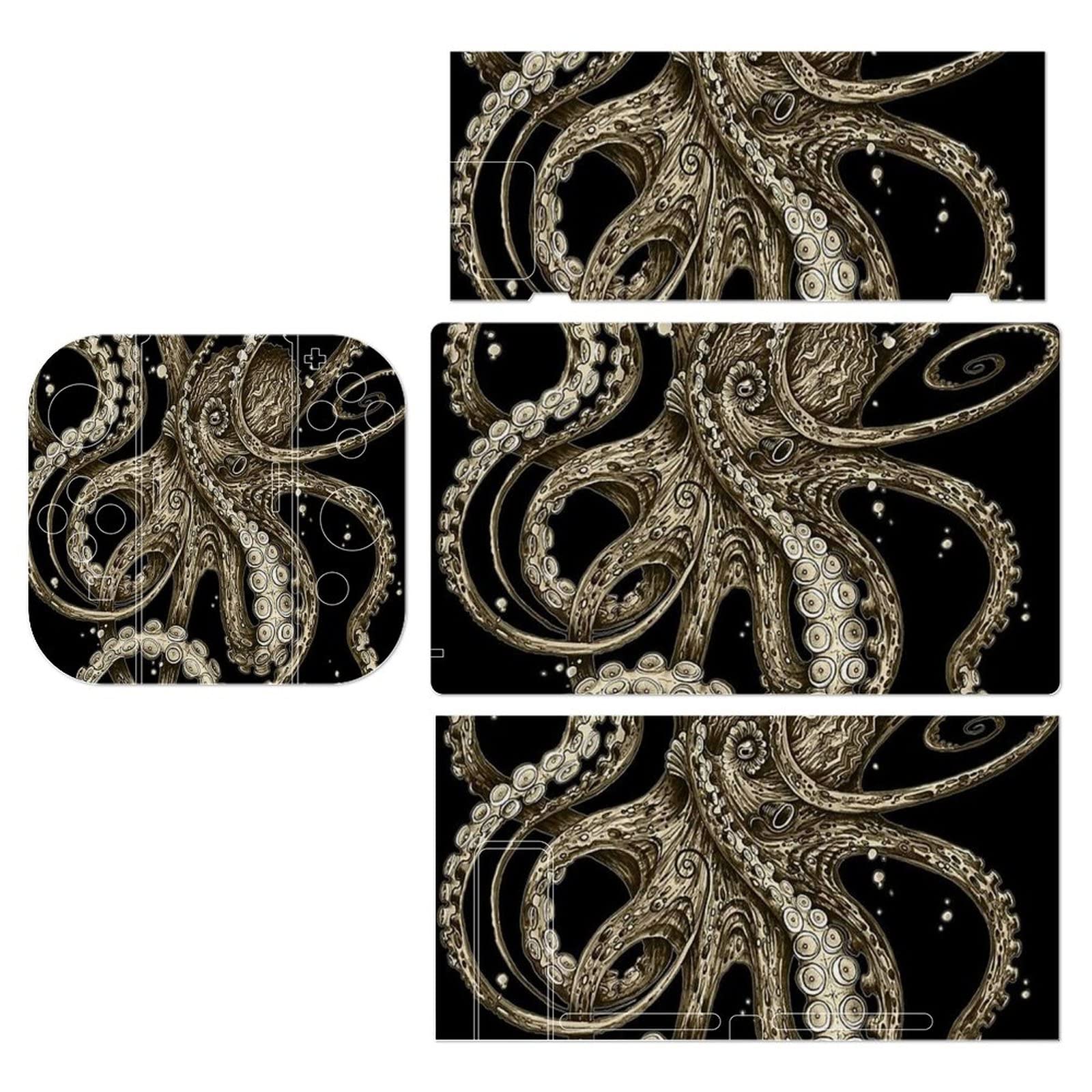 Octopus Sepia Funny Print Skin Cover For Switch Console and Switch Lite Slim Protector Sticker